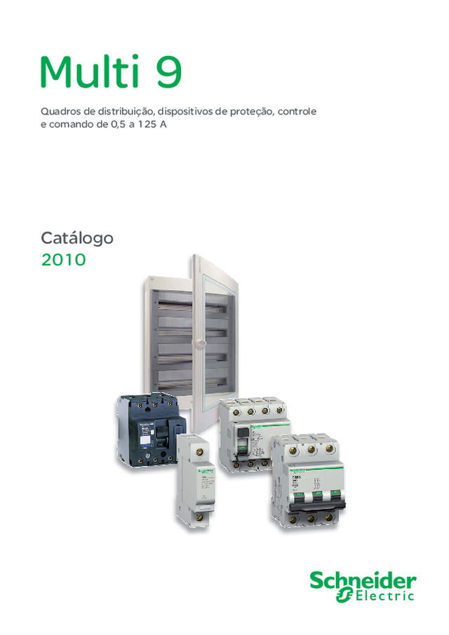 Quadros de distribuição, dispositivos de proteção, controle e comando de 0,5 a 125 A