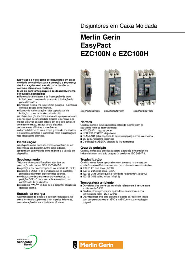 Panorama de Disjuntores em Caixa Moldada Easypact até 100A