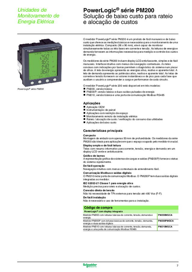 Multimedidores PowerLogic® série PM200 - Solução de baixo custo para rateio de energia e alocação de custos
