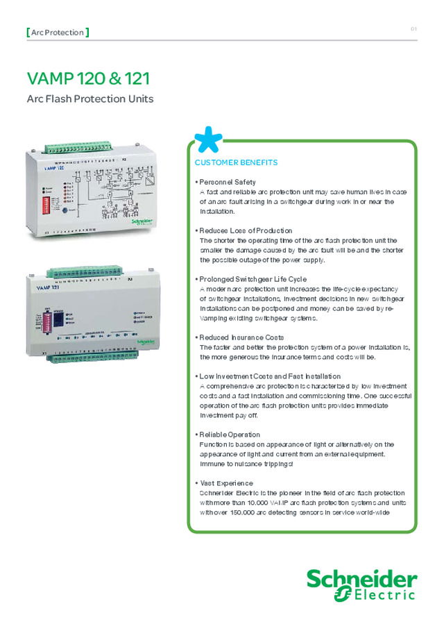 Unidades VAMP - Solução para aplicações simples de detecção de arco elétrico