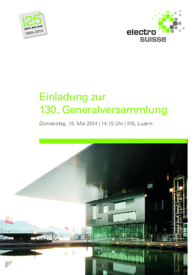 electro suisse - Einladung zur 130. Generalversammlung