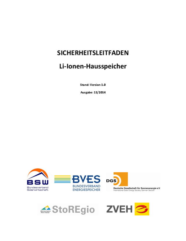 Sicherheitsleitfaden Lithium-Ionen Hausspeicher