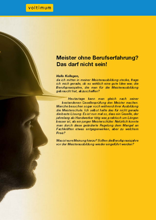 Meister ohne Berufserfahrung?  Das darf nicht sein!