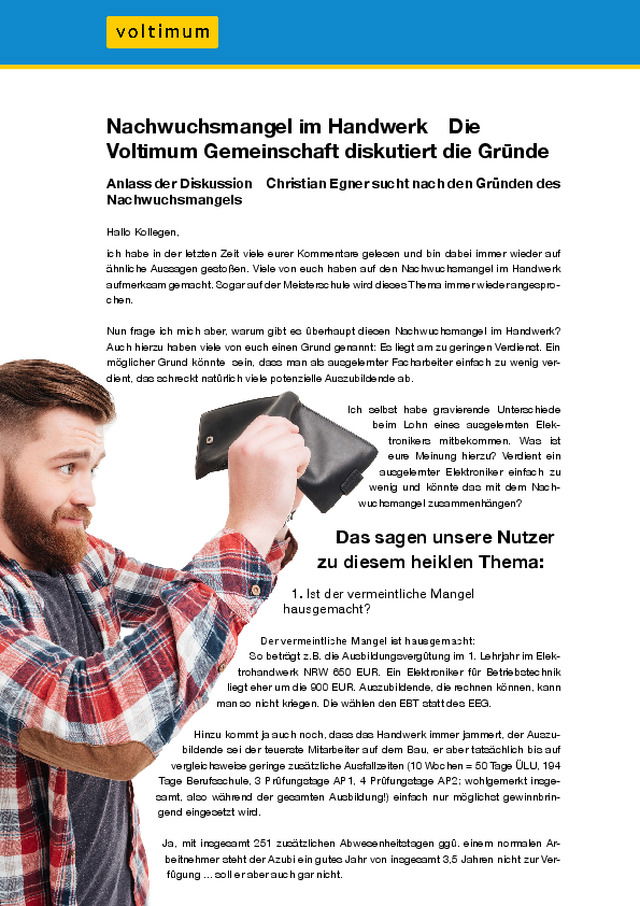 Nachwuchsmangel im Handwerk - Das sagen unsere Nutzer