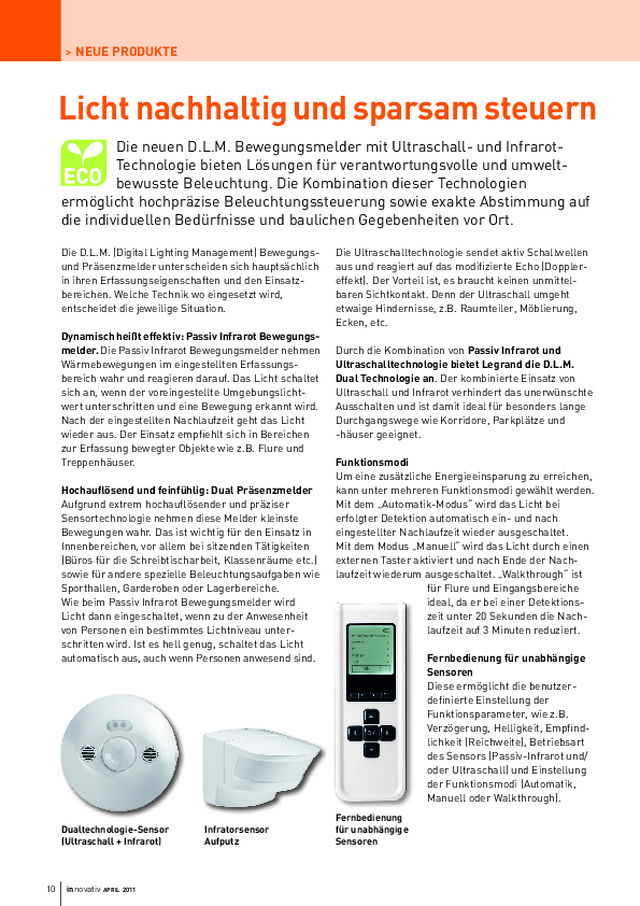 Licht nachhaltig und sparsam steuern