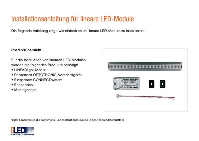 Installationsanleitung für lineare LED-Module
