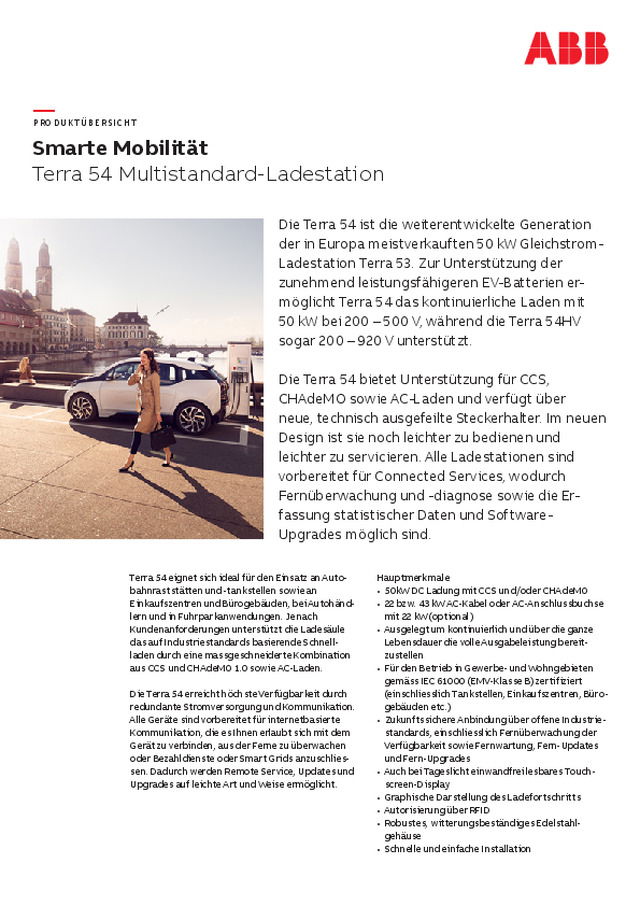 Smarte Mobilität - Terra 54 Multistandard-Ladestation