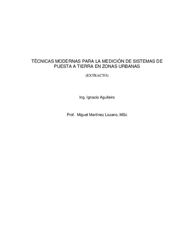 Técnicas modernas para la medición de sistemas de puesta a tierra en zonas urbanas