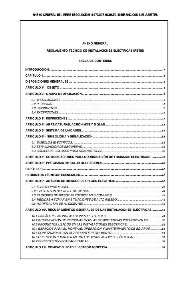 Conoce el anexo general del RETIE con actualizaciones al 2015