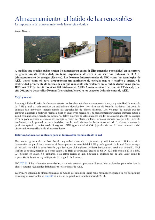 Almacenamiento: el latido de las renovables