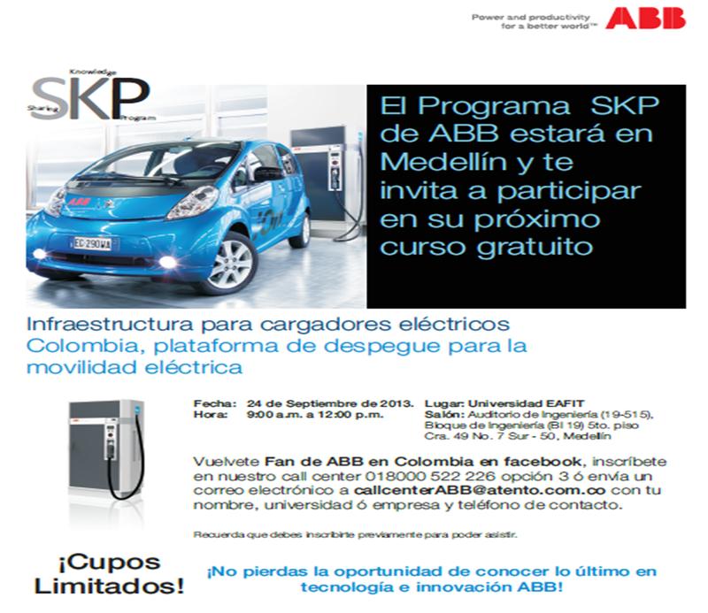 Cursos SKP presenta ABB en Medellín Infraestructura para cargadores eléctricos, movilidad eléctrica