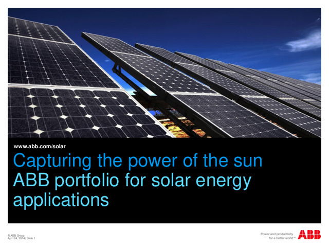 Portafolio de ABB para aplicaciones de energía solar