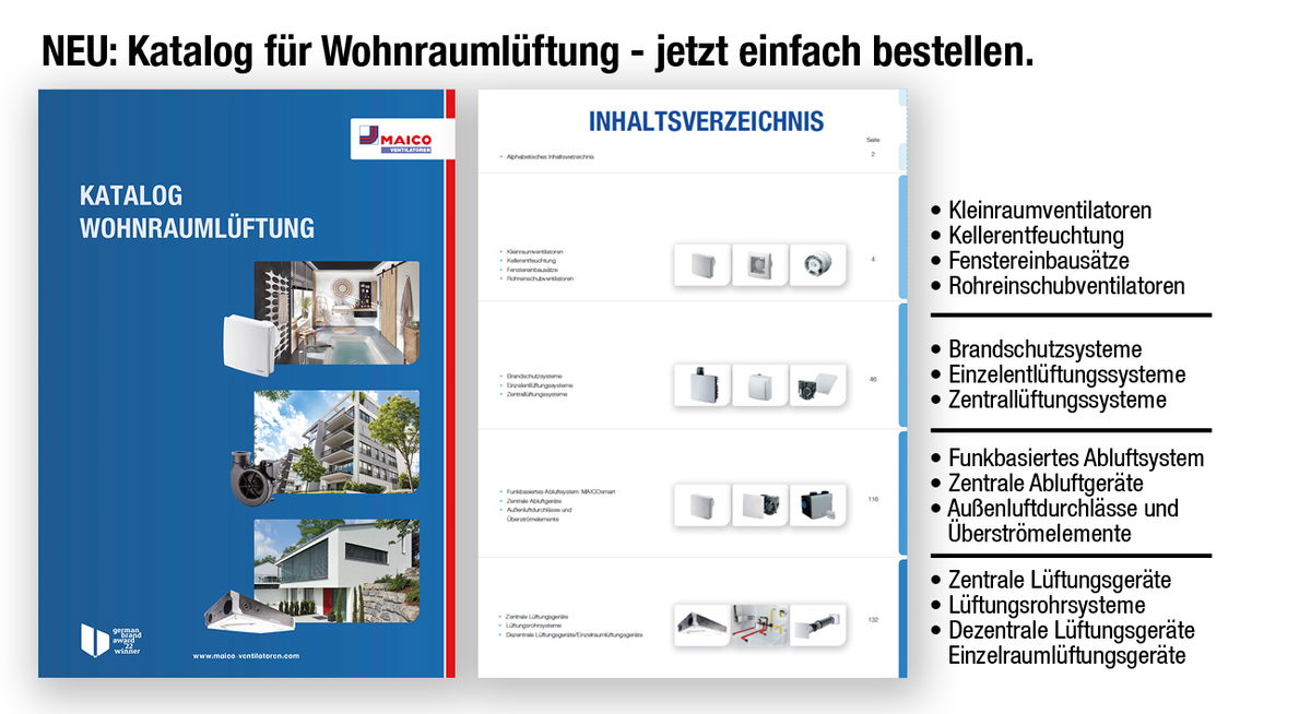 Geballtes Fachwissen nur einen Klick entfernt – Der neue MAICO Katalog für Wohnraumlüftung ist da!