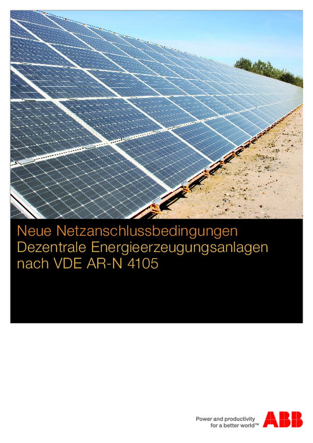 Neue Netzanschlussbedingungen Dezentrale Energieerzeugungsanlagen nach VDE AR-N 4105