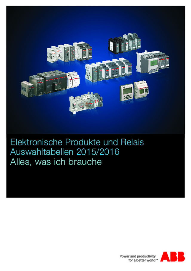 Elektronische Produkte und Relais - Auswahltabelle 2015 / 2016