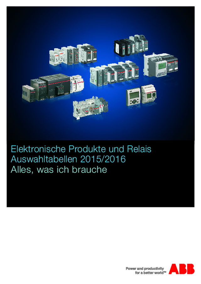 Elektronische Produkte und Relais Auswahltabellen 2015/2016