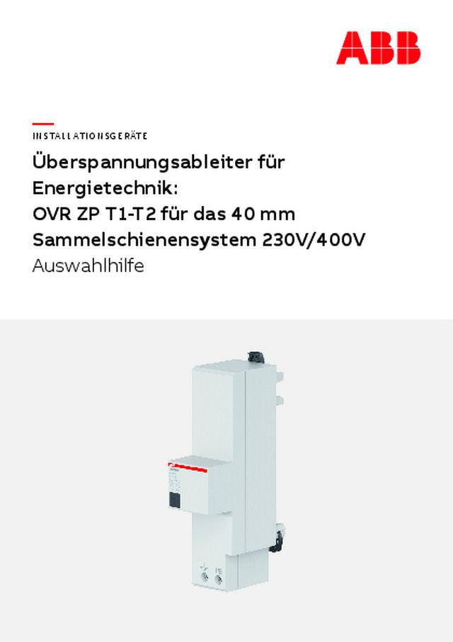 Auswahlhilfe – Überspannungsableiter für Energietechnik- OVR ZP T1-T2