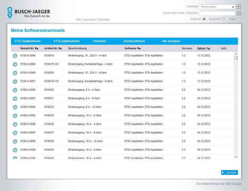 Softwaredownloads auf einen Blick