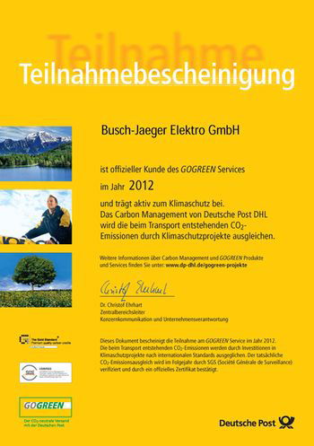 Busch-Jaeger fördert den Klimaschutz