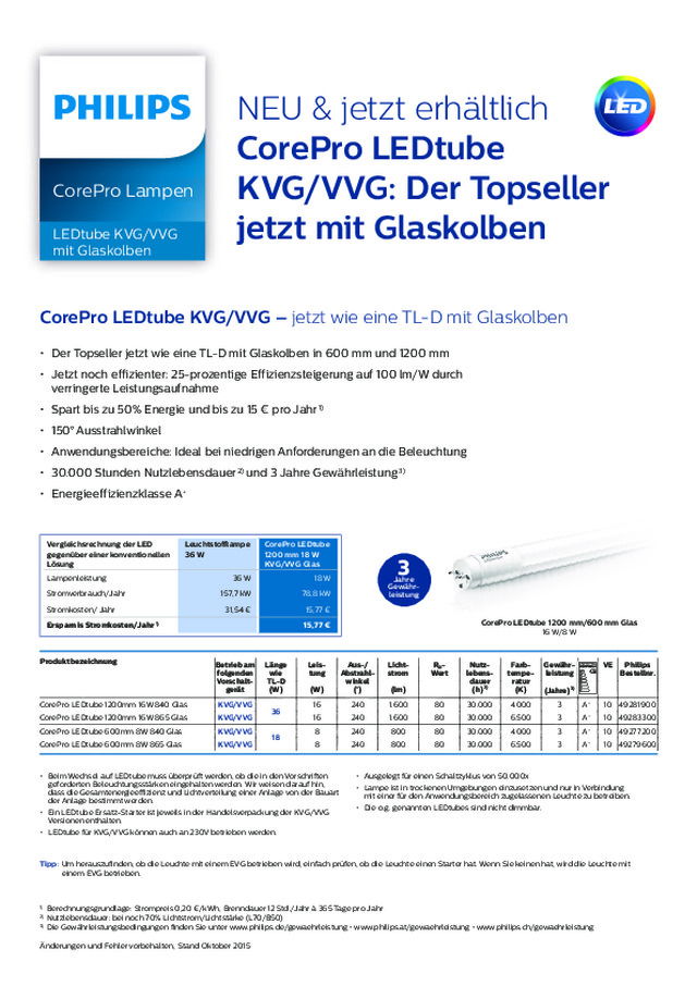 Neuheitenflyer CorePro LEDtube