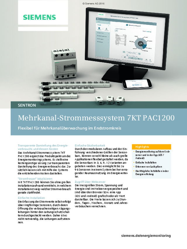 Mehrkanal-Strommesssystem 7KT PAC1200