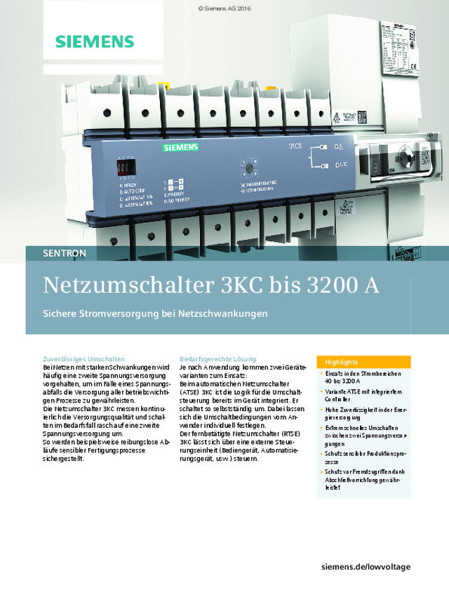 Netzumschalter 3KC bis 3200 A