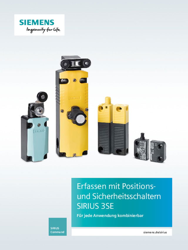 Erfassen mit Positions- und Sicherheitsschaltern SIRIUS 3SE