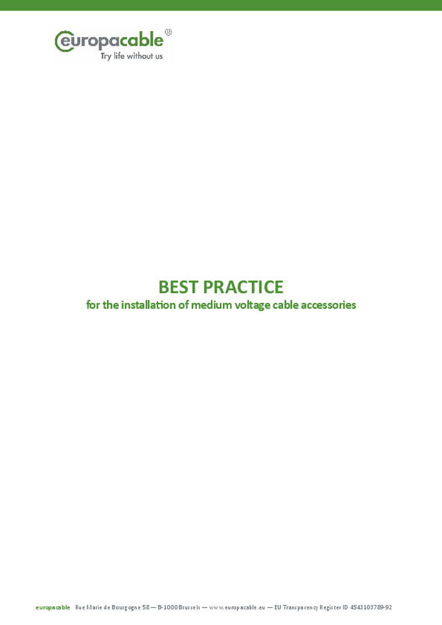 Best Practice for the installation of medium voltage cable accessories