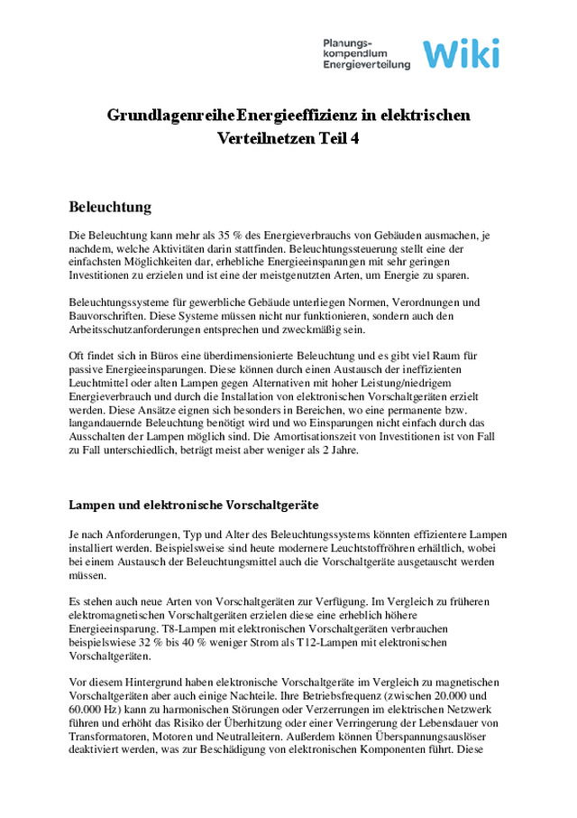 Grundlagenreihe Energieeffizienz in elektrischen Verteilnetzen Teil 4