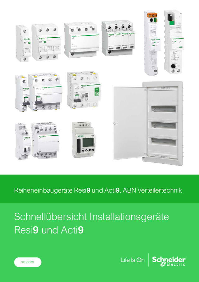 Reiheneinbaugeräte Resi9 und Acti9, ABN Verteilertechnik