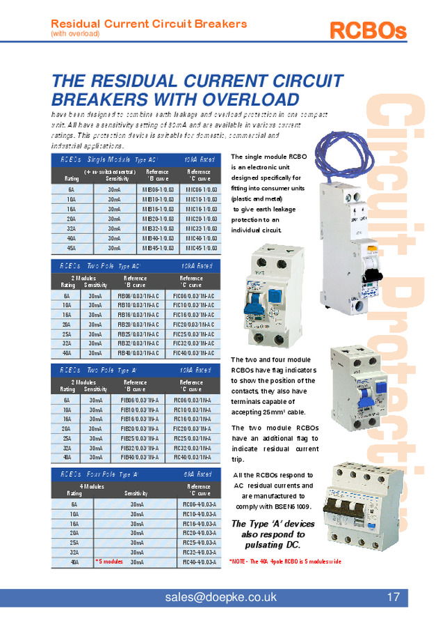 Residual Current Circuit Breakers