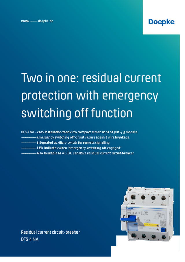 Two in one: residual current protection with emergency switching off function