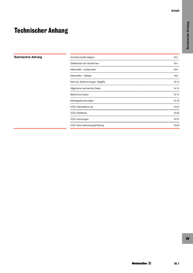 Reihenklemmen - Technischer Anhang