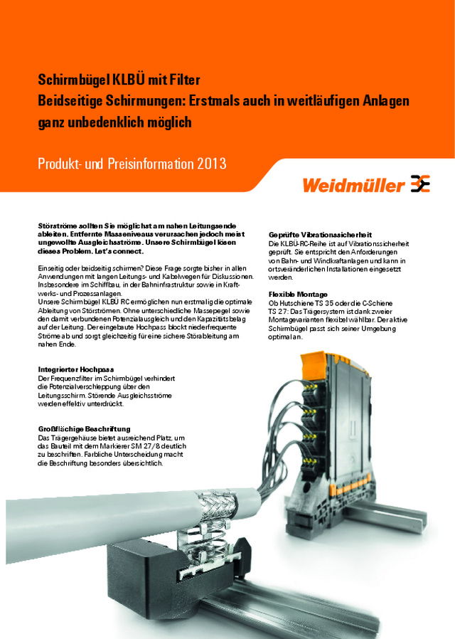 Produkt- und Preisinformation 2013 Schirmbügel KLBÜ mit Filter