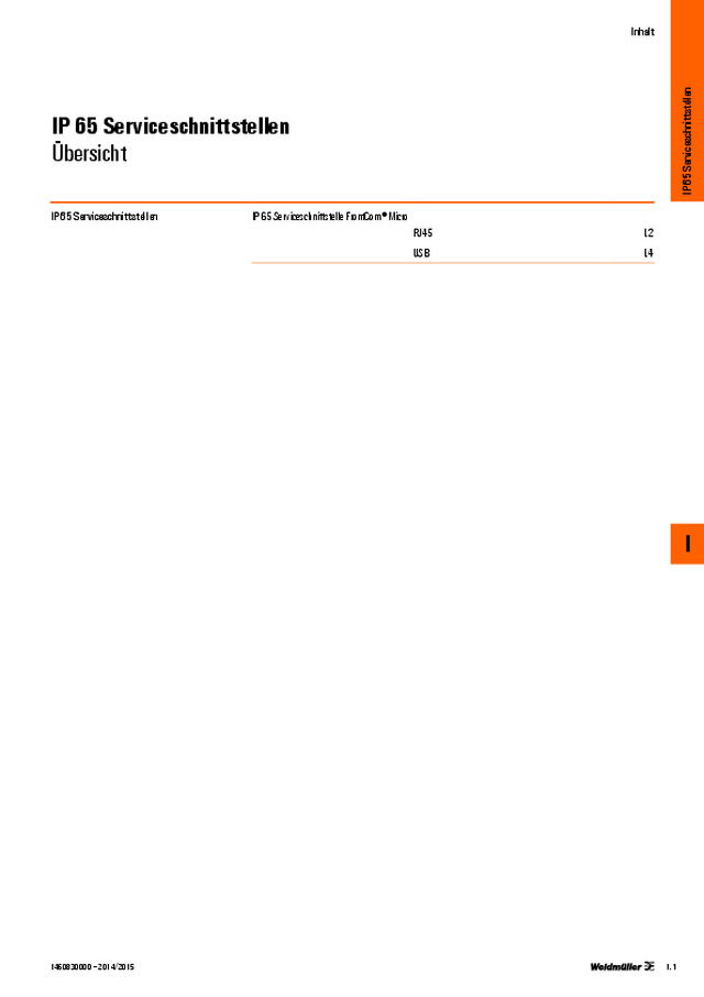 Passive Komponenten  - IP 65 Serviceschnittstellen