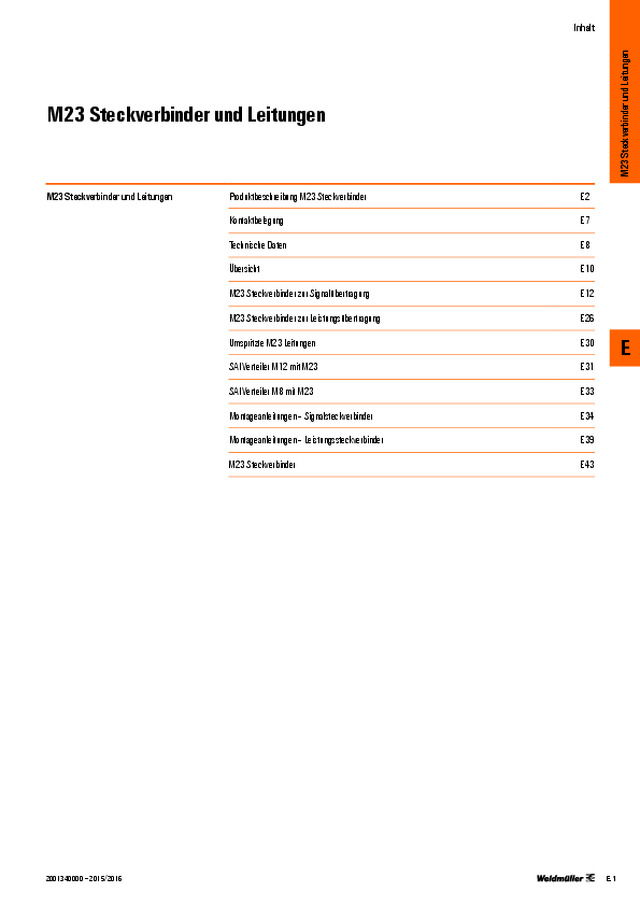 M23 Steckverbinder und Leitungen