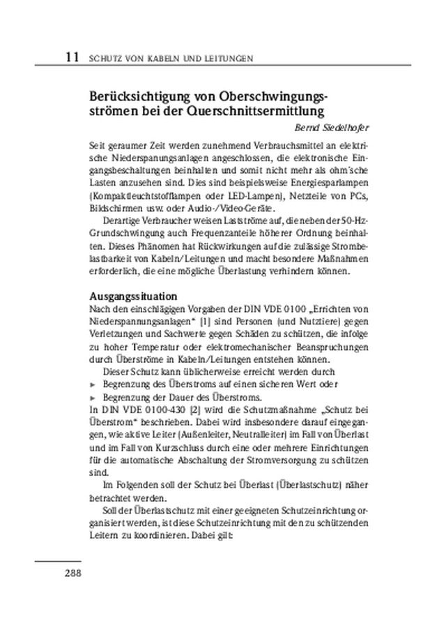 Berücksichtigung von Oberschwingungsströmen bei der Querschnittsermittlung