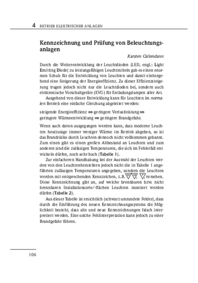 Kennzeichnung und Prüfung von Beleuchtungsanlagen