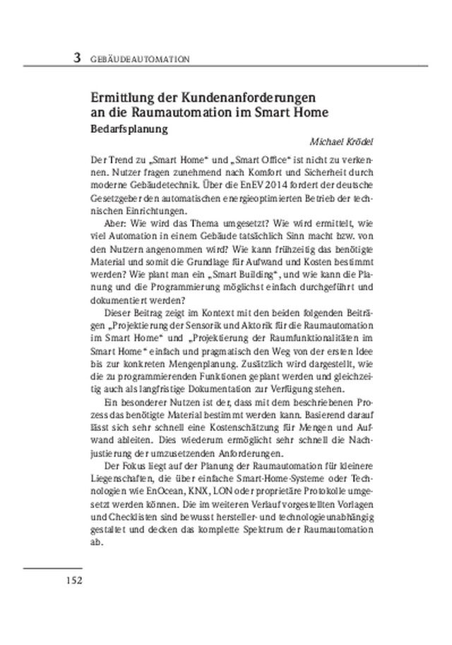 Ermittlung der Kundenanforderungen an die Raumautomation im Smart Home