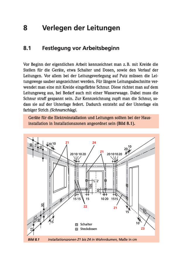 Verlegen der Leitungen - Festlegung vor Arbeitsbeginn