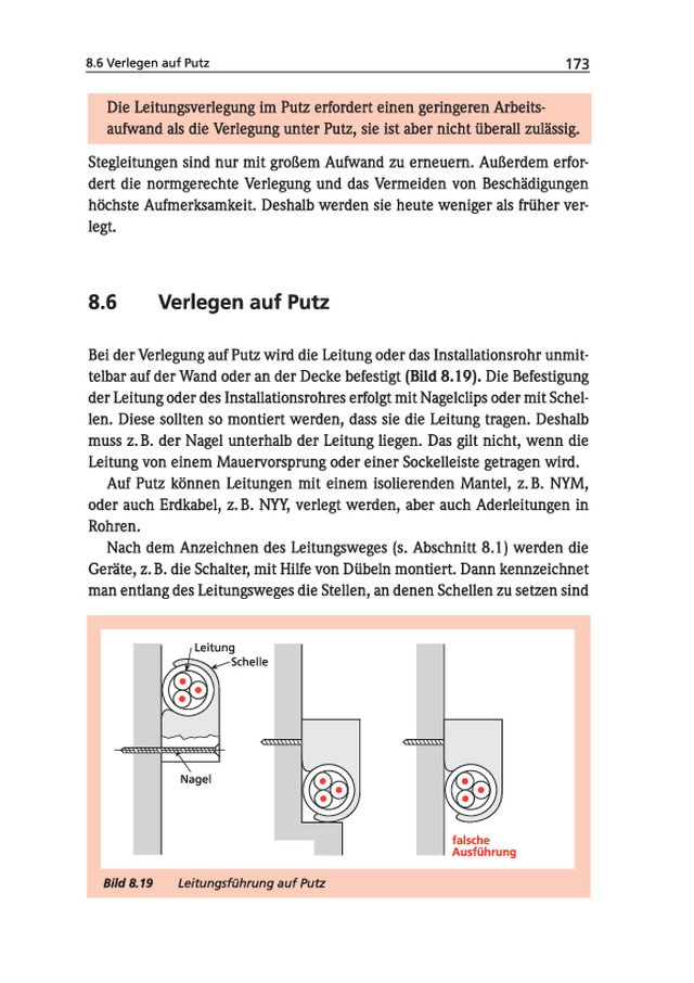 Verlegen der Leitungen - Verlegen auf Putz