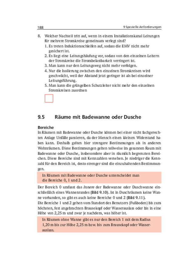 Einführung in die Elektroinstallation - Räume mit Badewannen und Duschen