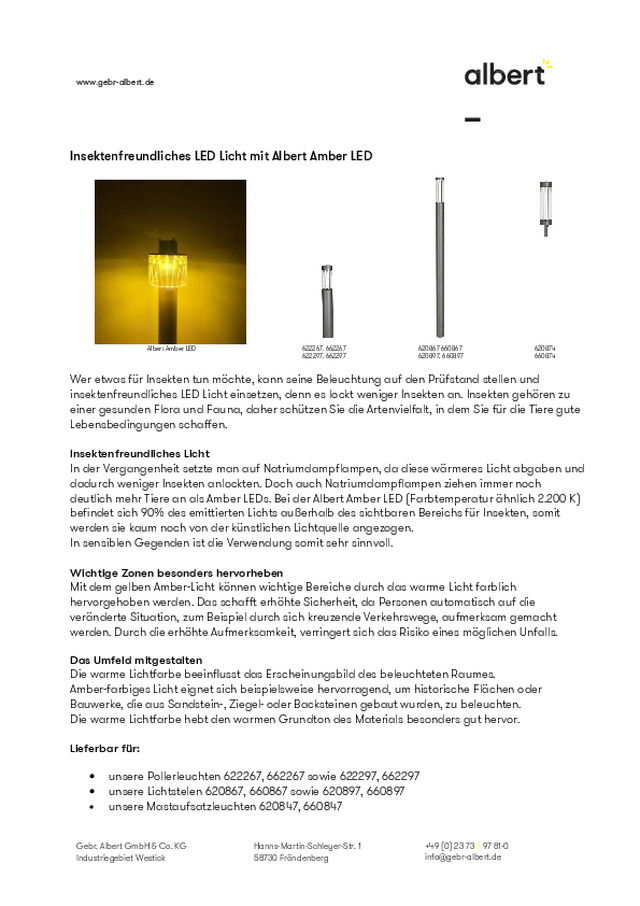 Insekten­freundliches LED Licht mit Albert Amber LED