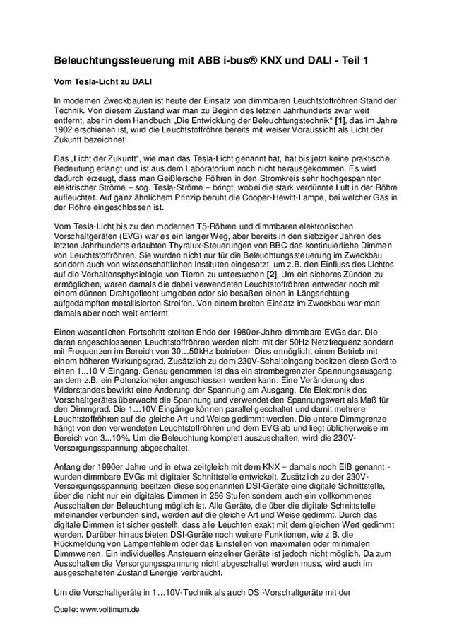 Beleuchtungssteuerung mit ABB i-bus® KNX und DALI - Teil 1