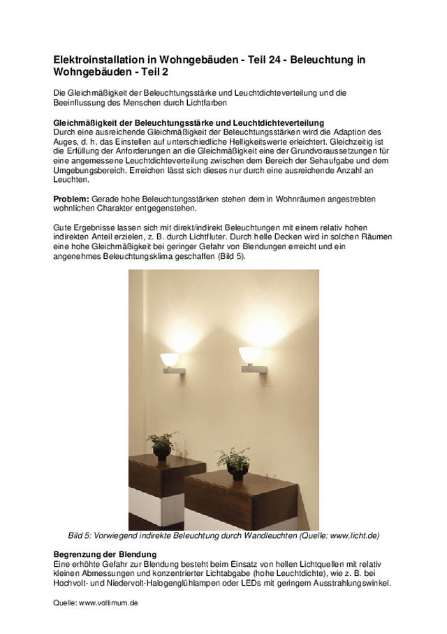 Elektroinstallation in Wohngebäuden - Teil 24 - Beleuchtung in Wohngebäuden - Teil 2