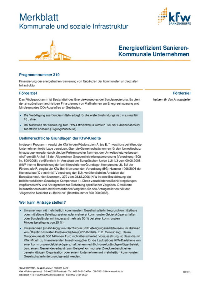 KFW 218 - Energieeffizient Sanieren