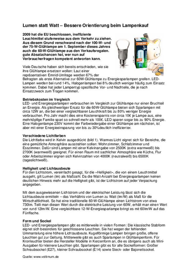 Lumen statt Watt – Bessere Orientierung beim Lampenkauf