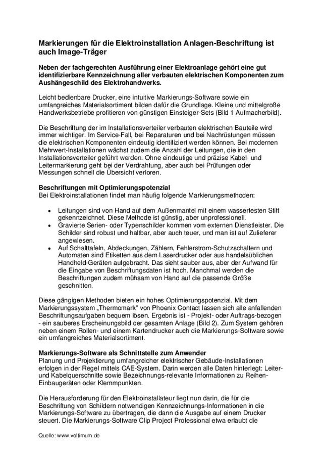 Markierungen für die Elektroinstallation Anlagen-Beschriftung ist auch Image-Träger