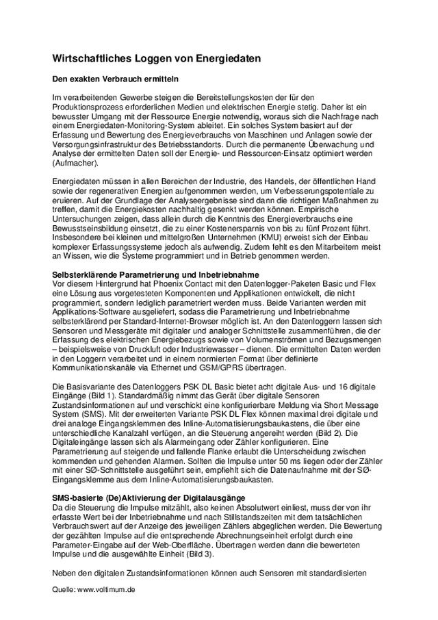 Wirtschaftliches Loggen von Energiedaten