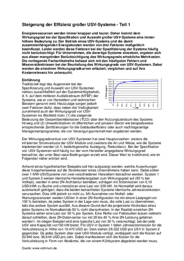 Steigerung der Effizienz großer USV-Systeme - Teil 1